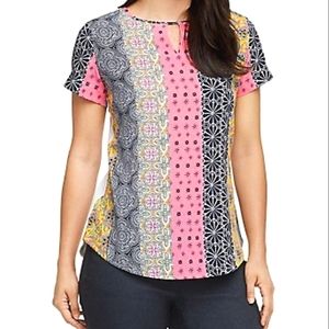 💐Van Heusen Multi-Pattern Multi-colored Semi-sheer S/S Top